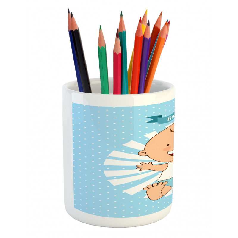 Happy Boy on Stripes Pencil Pen Holder