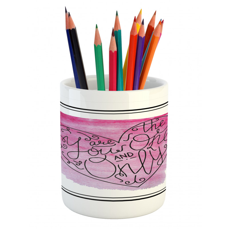 Romantic Words Heart Pencil Pen Holder