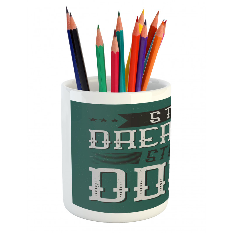 Lettering Art on Green Tone Pencil Pen Holder