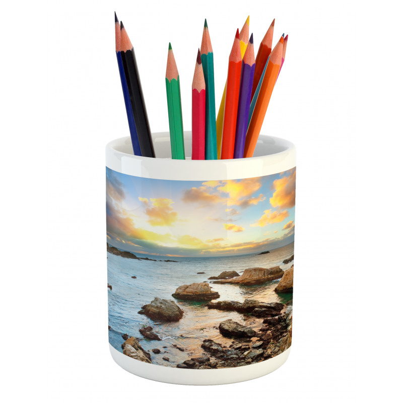 Ocean Coast at Sunrise View Pencil Pen Holder