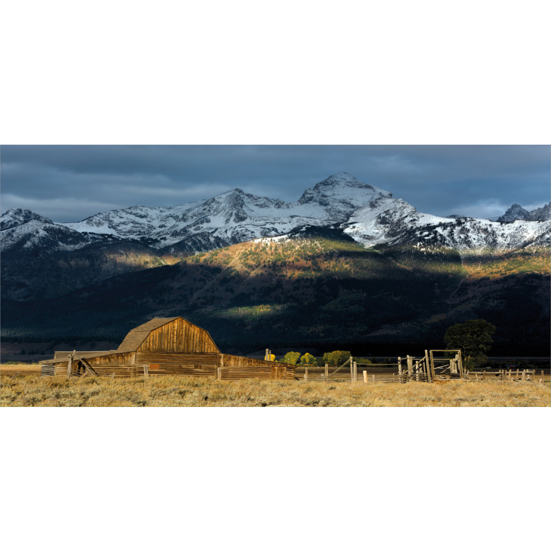 Rustic Wooden Hut Mountains Pencil Pen Holder