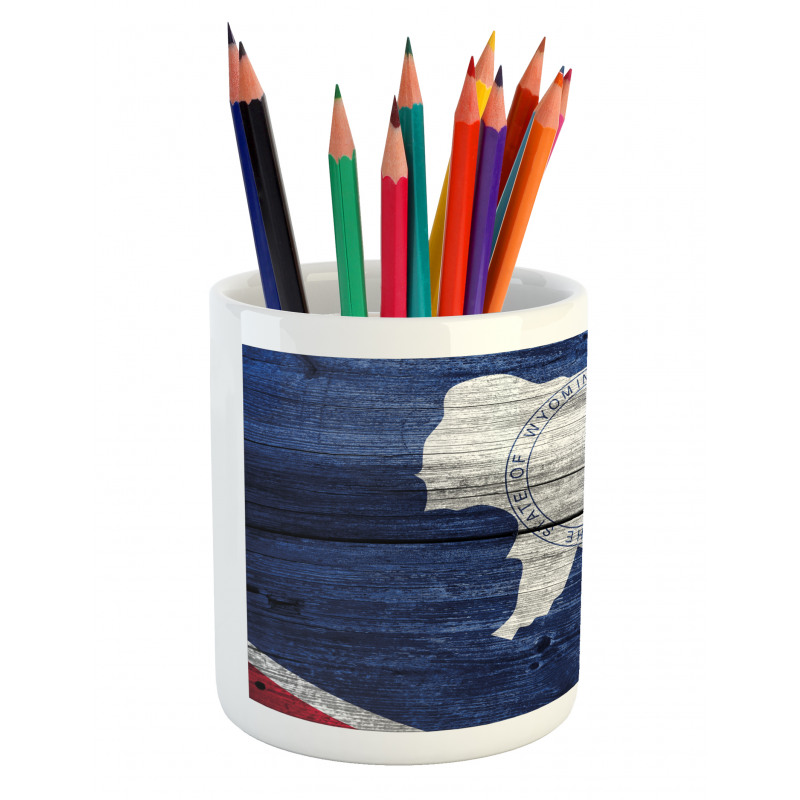 Equality State Flag Wooden Pencil Pen Holder