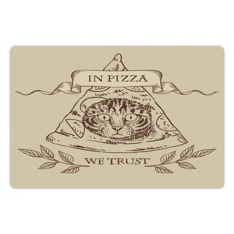 Cat Face in Pizza We Trust Pet Mat