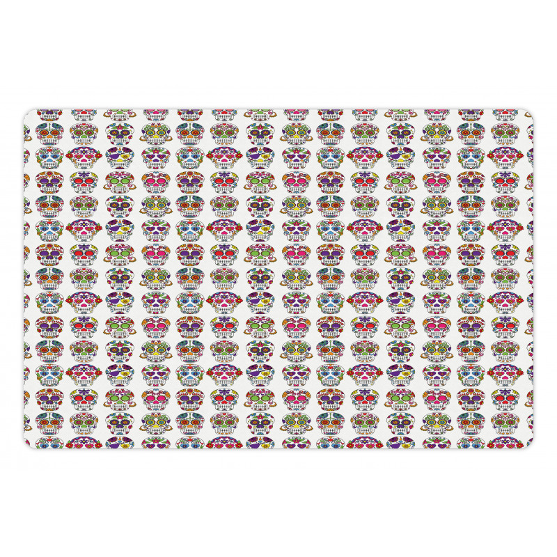 Skulls with Flowers Pet Mat