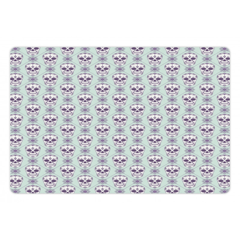 Floral Damask Skulls Pet Mat