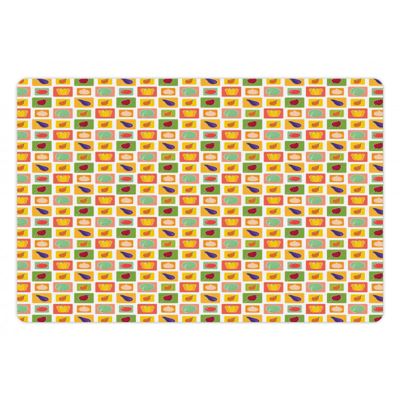 Foods in Vivid Squares Pet Mat