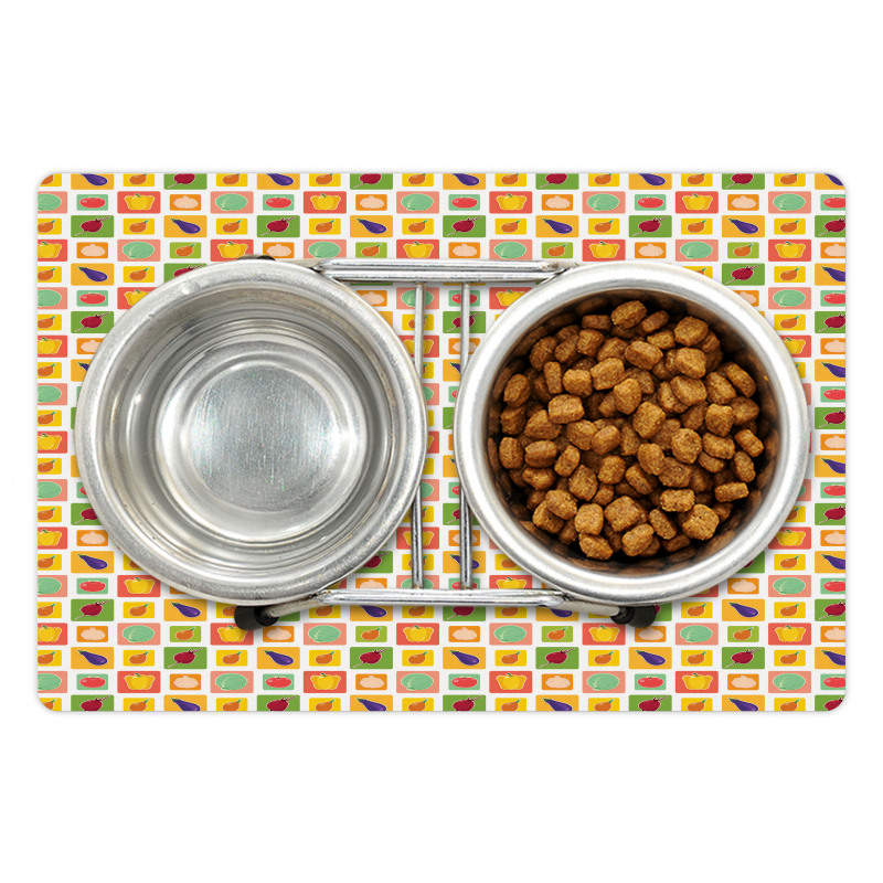 Foods in Vivid Squares Pet Mat