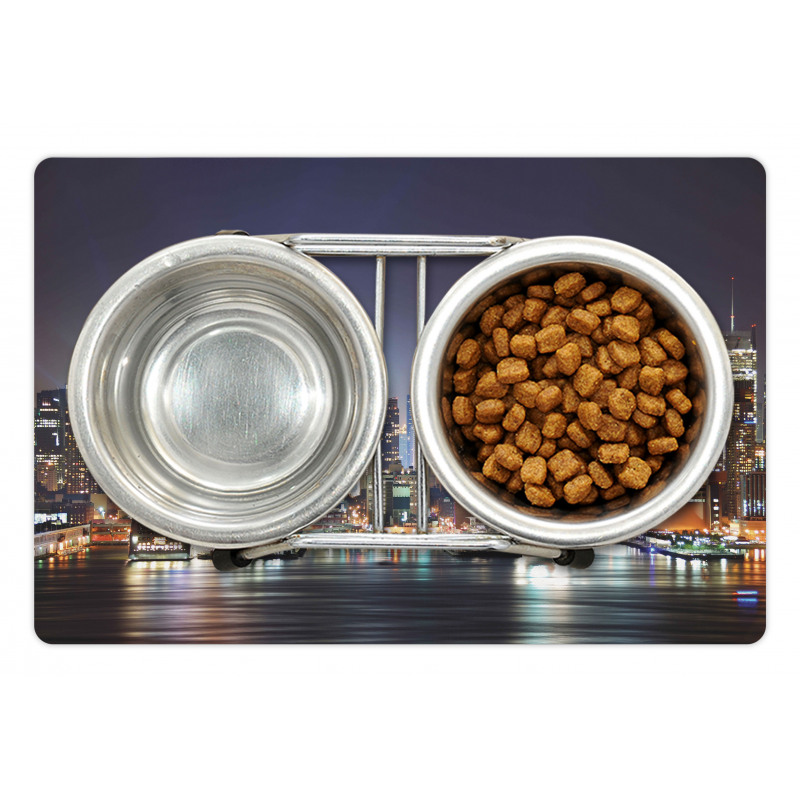 Manhattan Skyline at Night Pet Mat