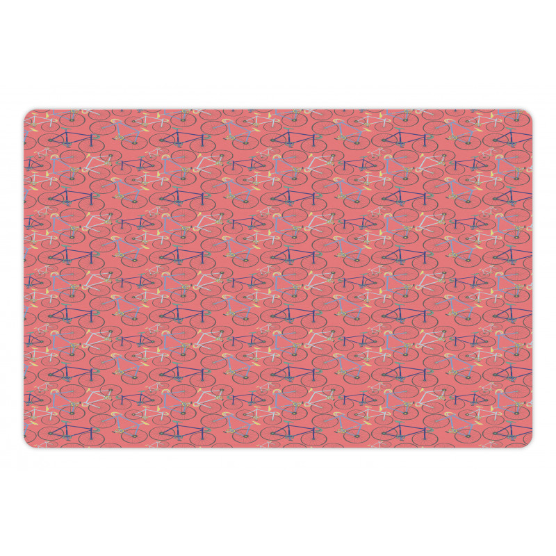 Colorful Retro Racing Bicycles Pet Mat