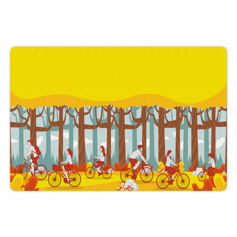 Riding Bicycles in Woodland Pet Mat