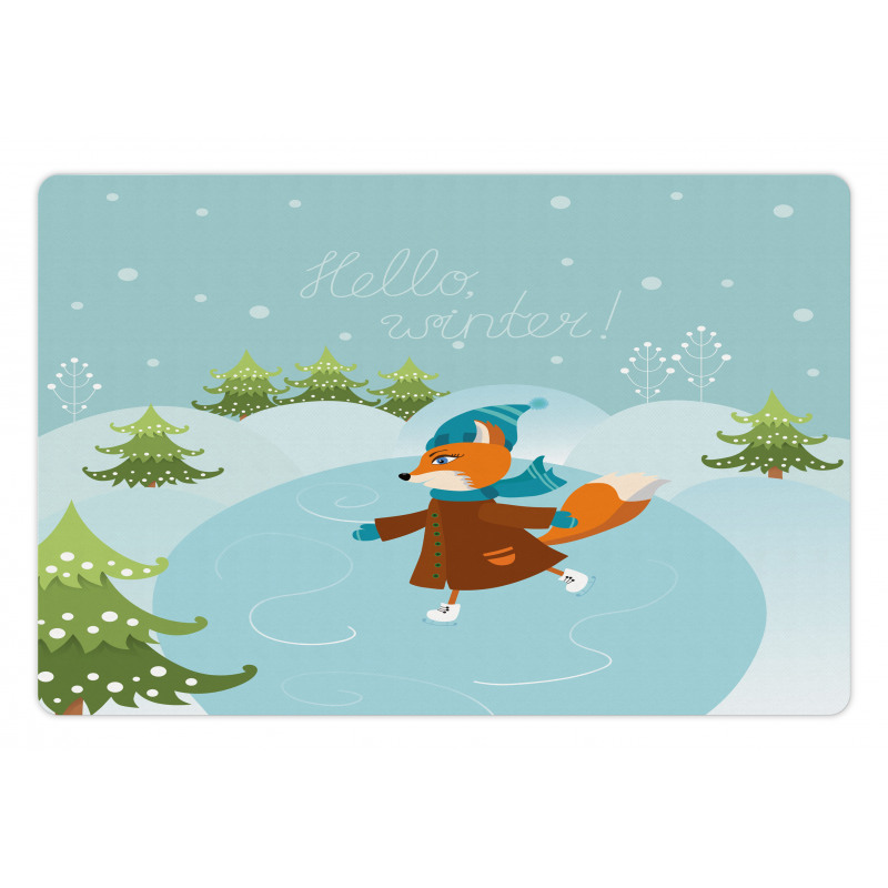 Fox and Hello Winter Pet Mat