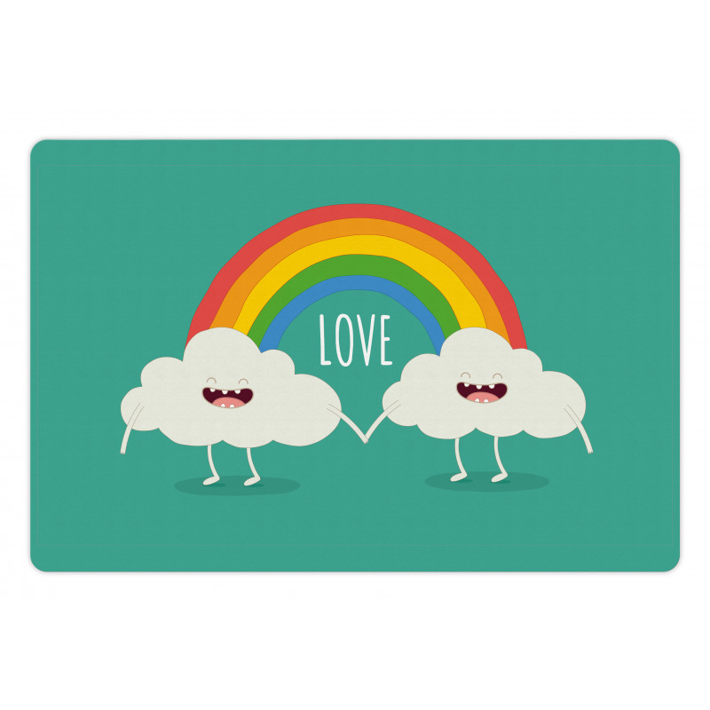 Love Wording Happy Clouds Pet Mat