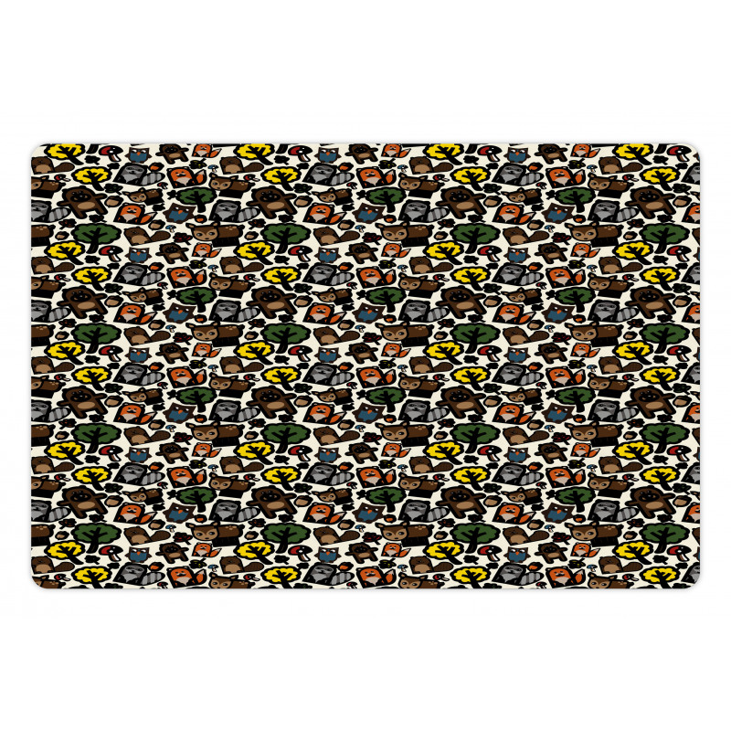 Funny Woodland Animal Shapes Pet Mat