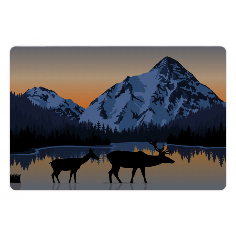 Mountain Deer by the Lake Pet Mat