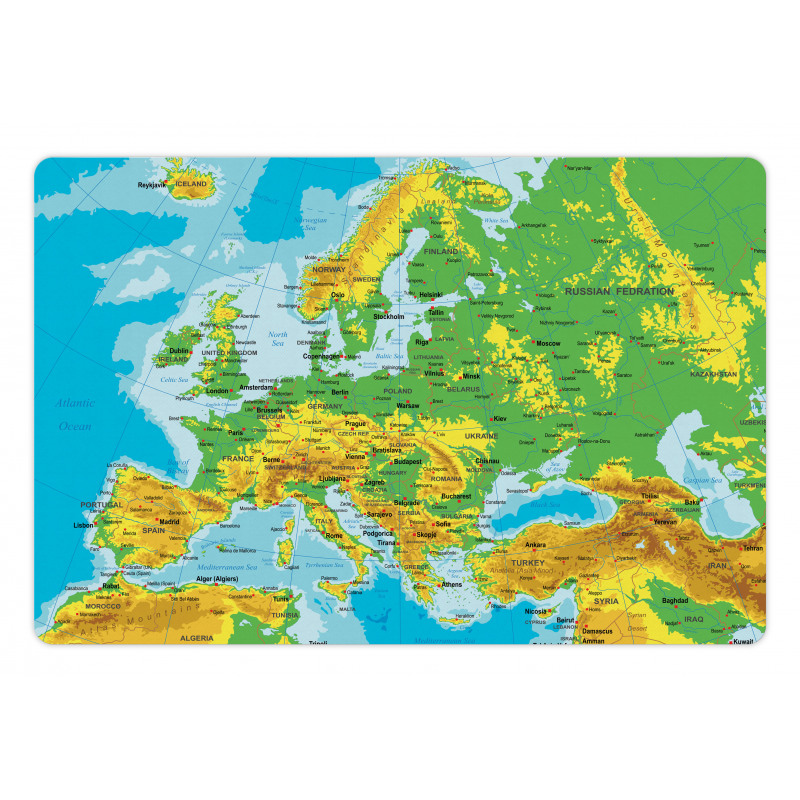 High Detailed Map of Europe Pet Mat