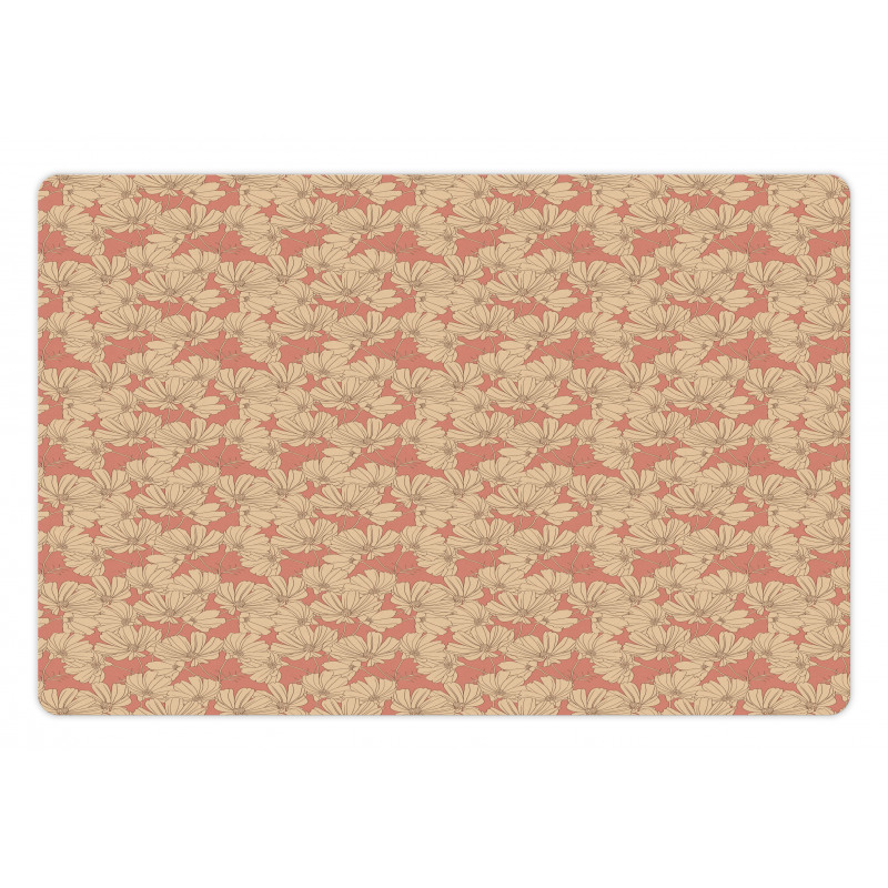 Simplistic Nostalgic Flowers Pet Mat