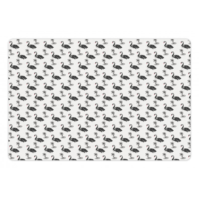 Black Aquatic Birds Lotus Pet Mat