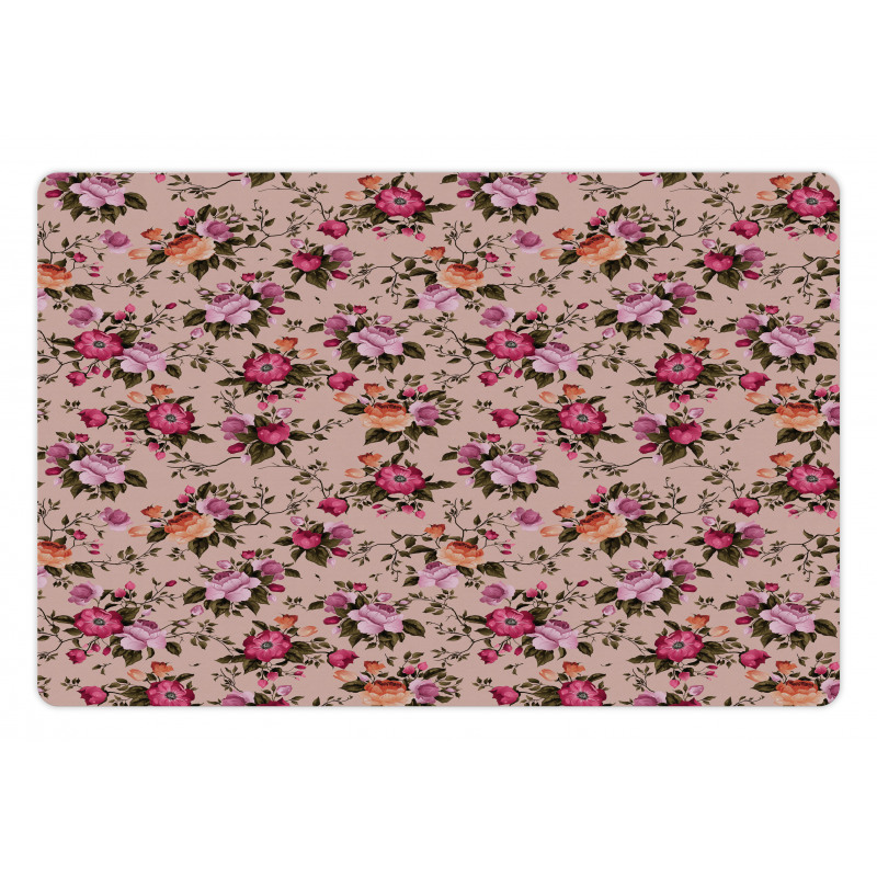 Floral Pattern with Rose Pet Mat