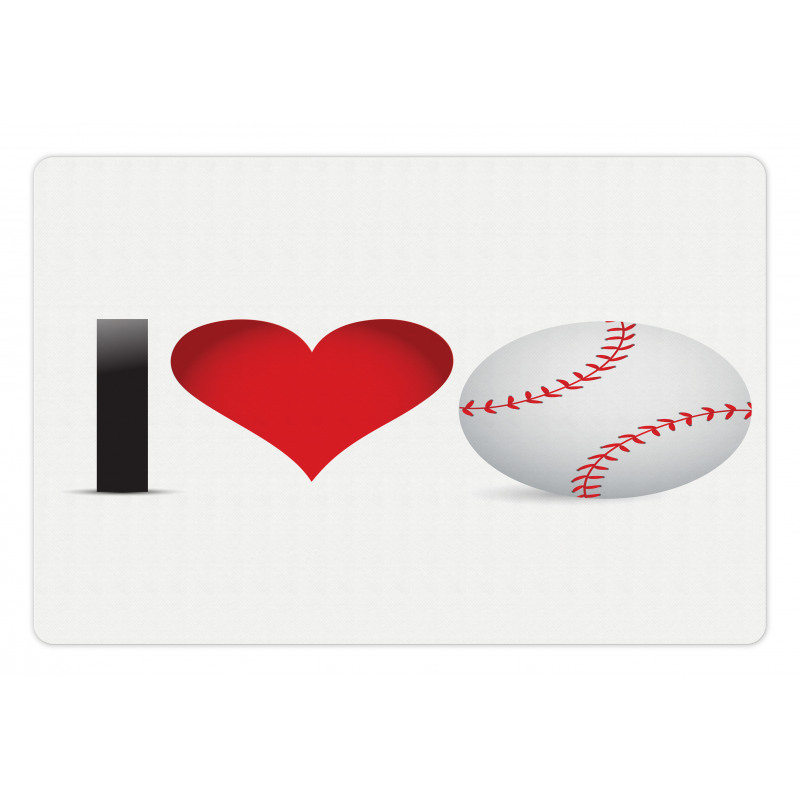 I Love Baseball Heart Pet Mat
