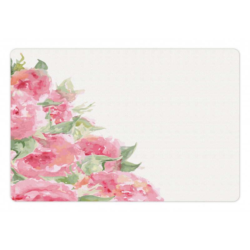 Watercolor Flower Leaves Art Pet Mat