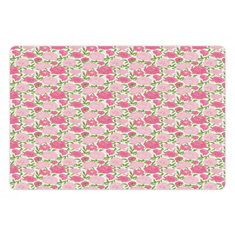 Simplistic Romantic Flowers Pet Mat