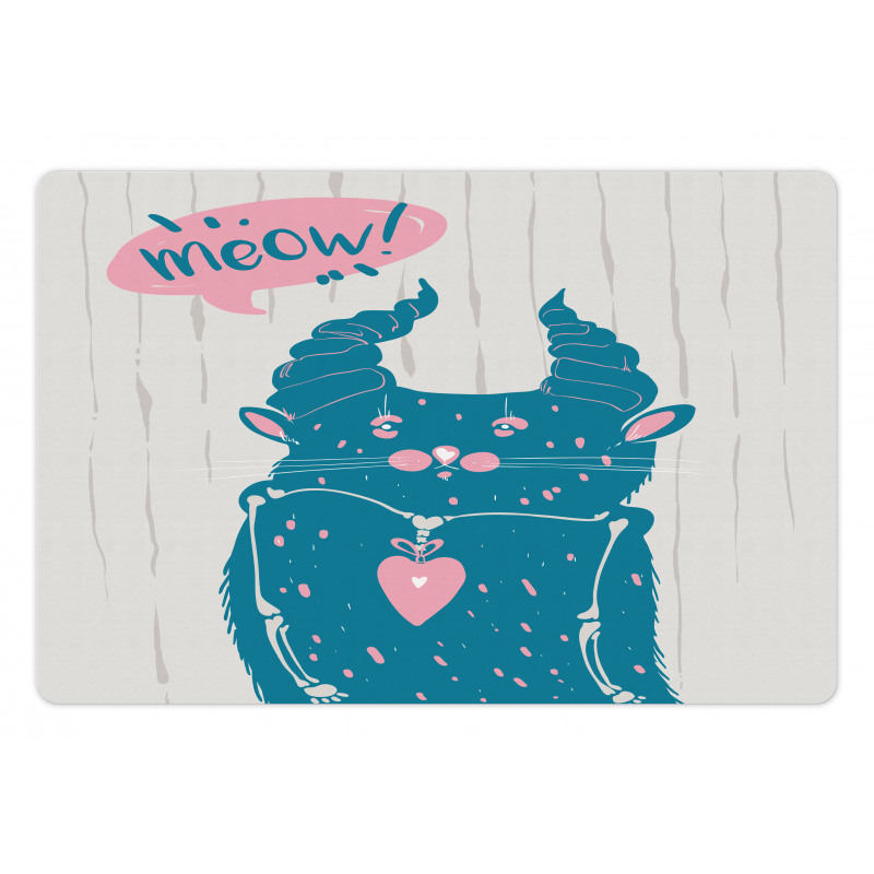 Meow Cat Speech Bubble Pet Mat