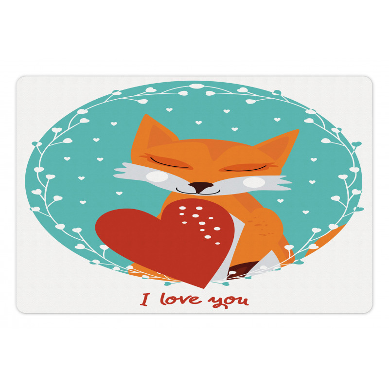 Romantic Theme Fox Heart Pet Mat