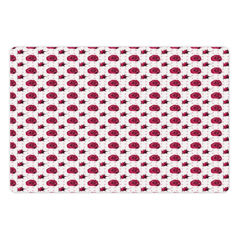 Polka Dots Flowers Pet Mat