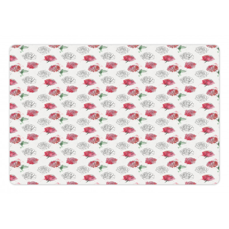 Flowers Sketch Art Pet Mat