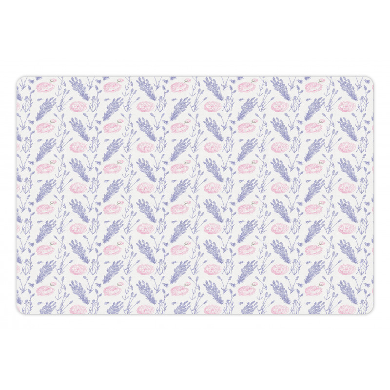 Lavender Floral Sketch Pet Mat