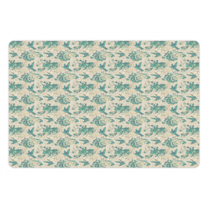 Grunge Bird and Leaves Pet Mat