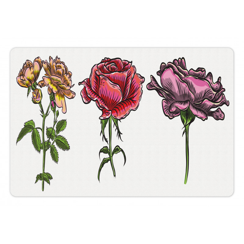 Various Rose Flower Types Pet Mat