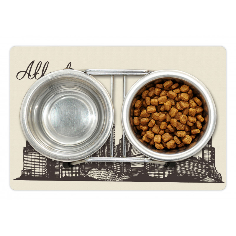 Grunge City Skyline Vintage Pet Mat