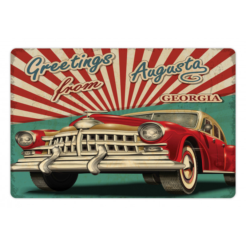 Grunge Retro Car Sunburst Pet Mat