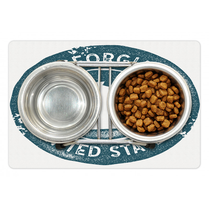 Map of Georgia Round Emblem Pet Mat