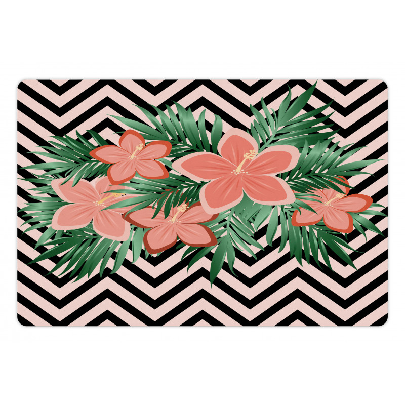 Floral Blossom on Chevron Pet Mat