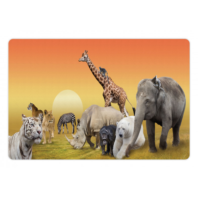 Wildlife Animals at Sunset Pet Mat