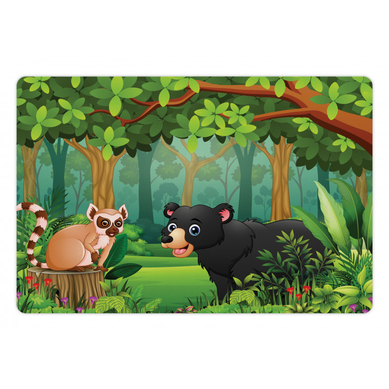 Wild Forest Life Bear Cartoon Pet Mat