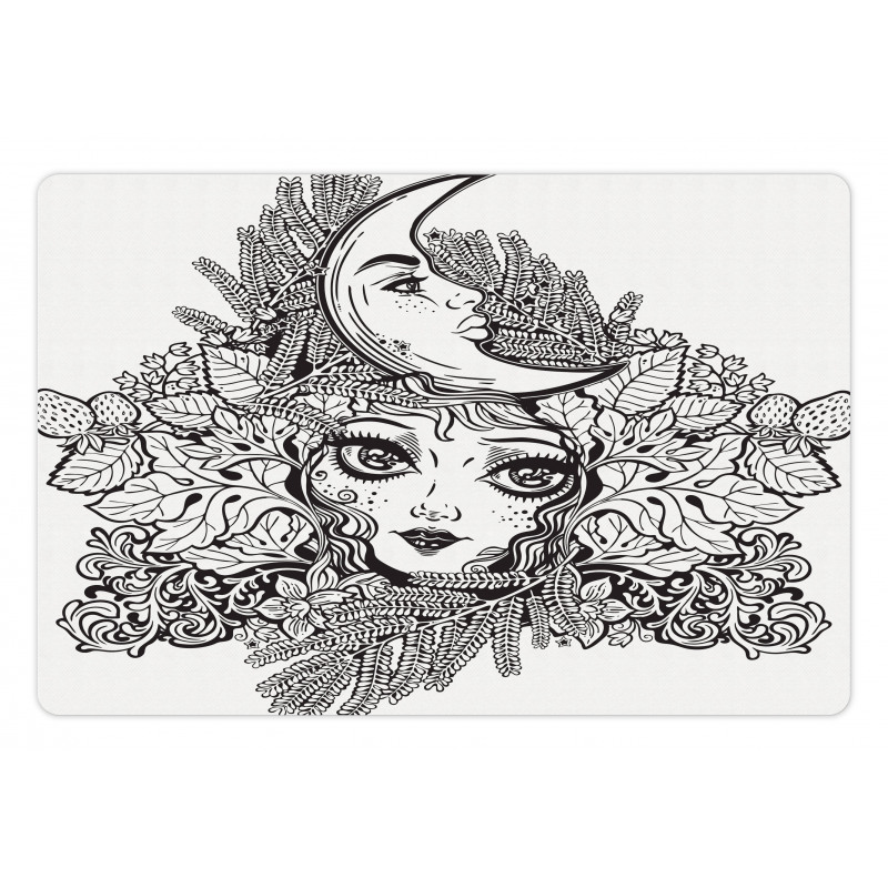 Girl Crescent Sketch Art Pet Mat