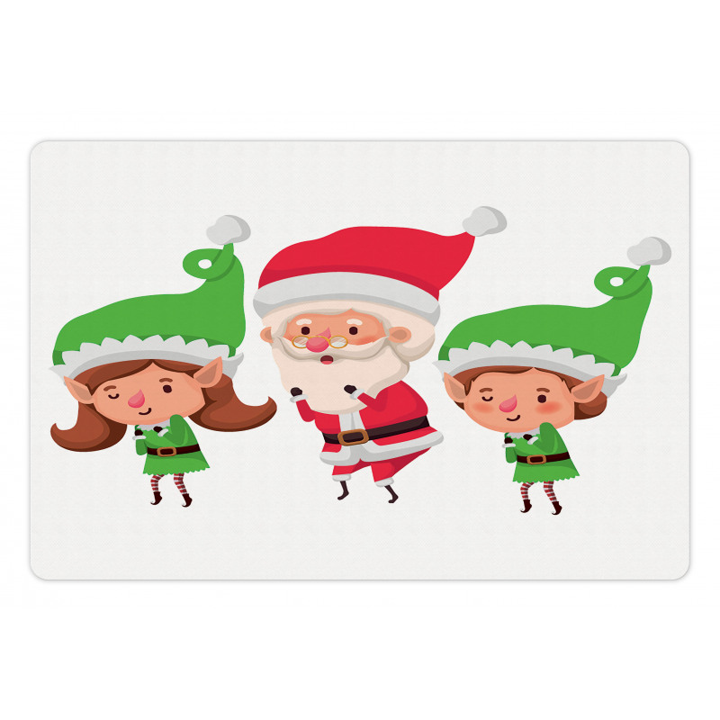 Young Girl and Boy Santa Claus Pet Mat