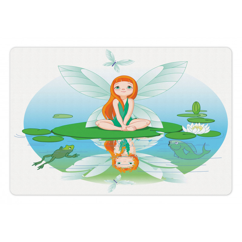 Fairy on Water Lily Leaf Pet Mat
