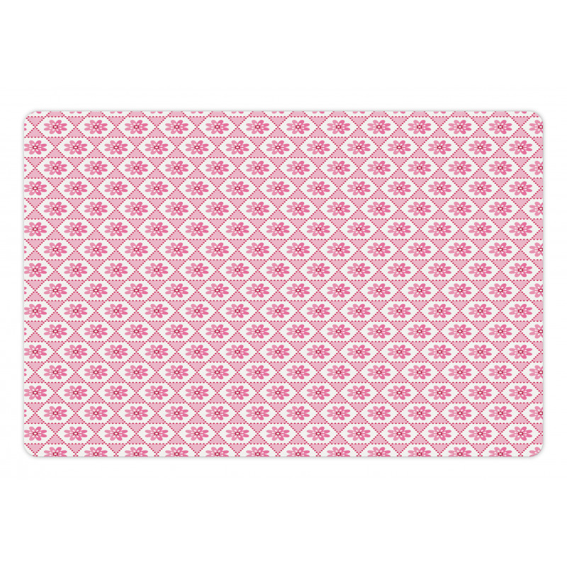 Pinkish Flowers in Hexagons Pet Mat