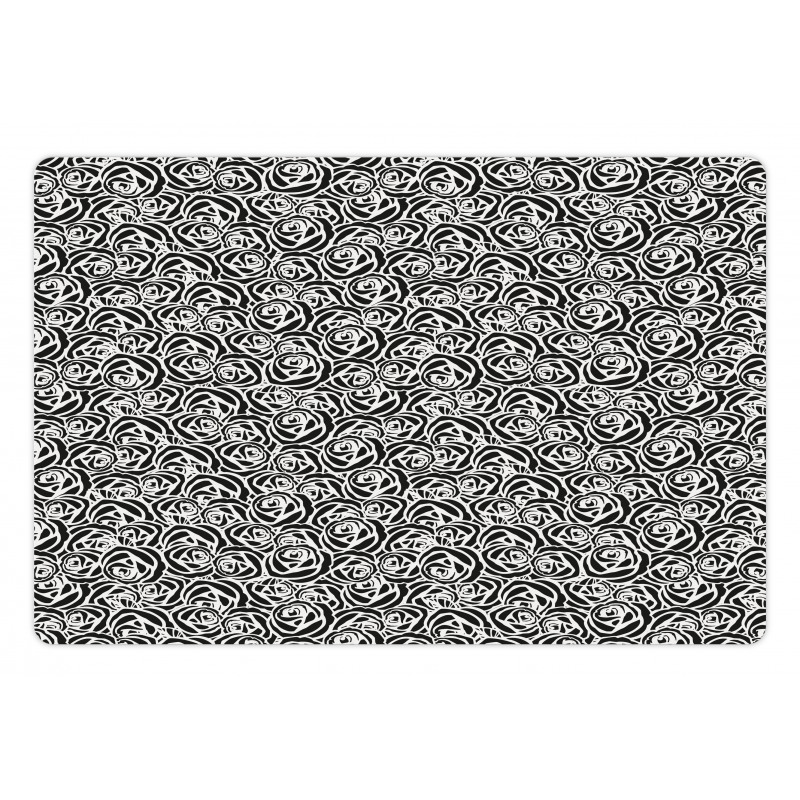 Romantic Bouquets Ink Pattern Pet Mat