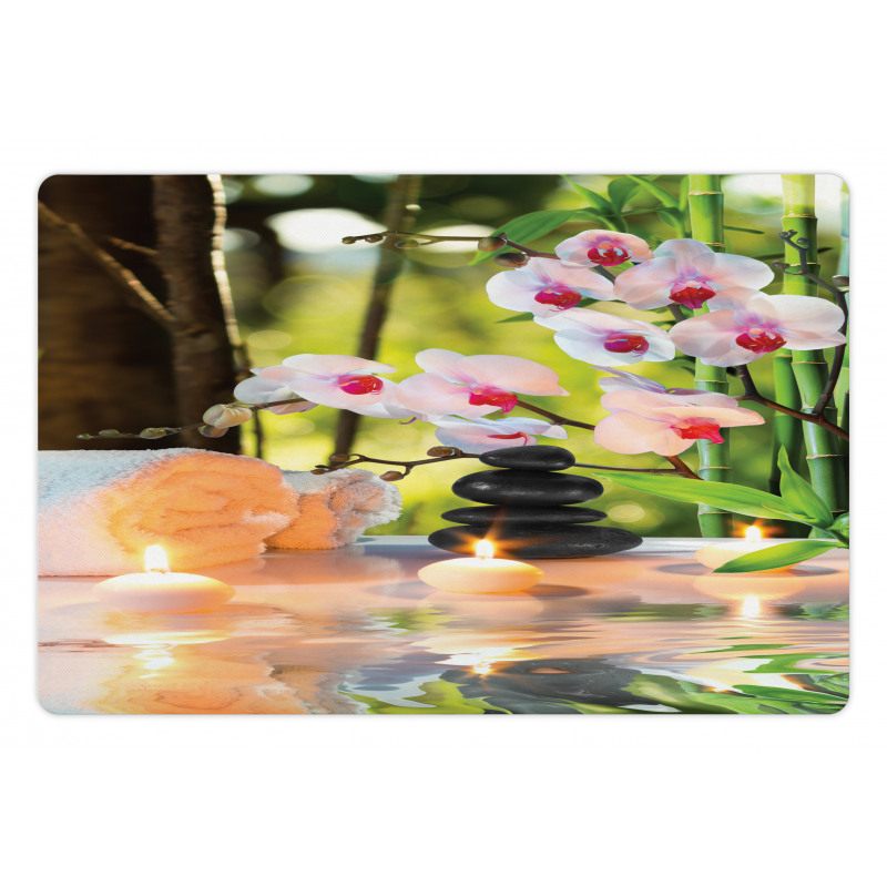Spa with Candles Orchids Pet Mat