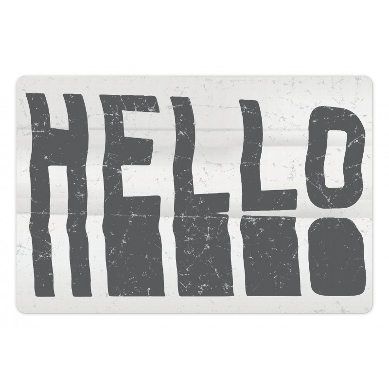 Hello Grunge Typography Art Pet Mat