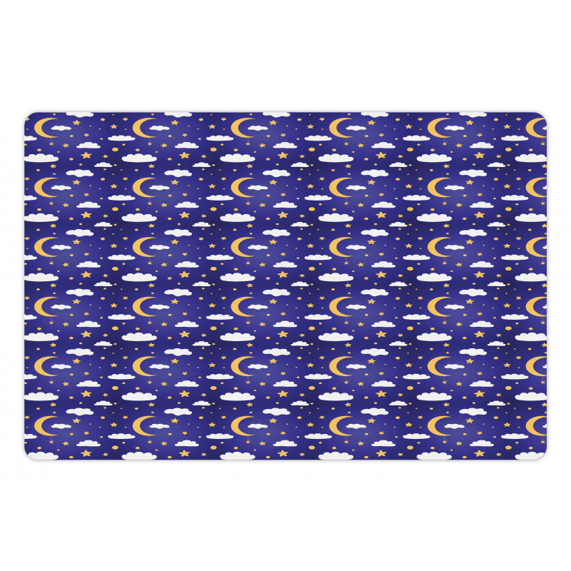 Moon Stars Dots and Clouds Art Pet Mat