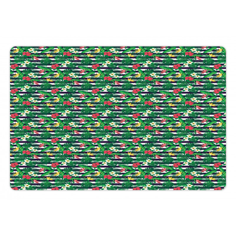 Jungle Bouquets Navy Stripes Pet Mat