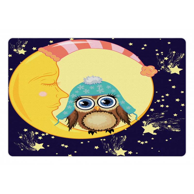 Owl and Moon with Hats Pet Mat