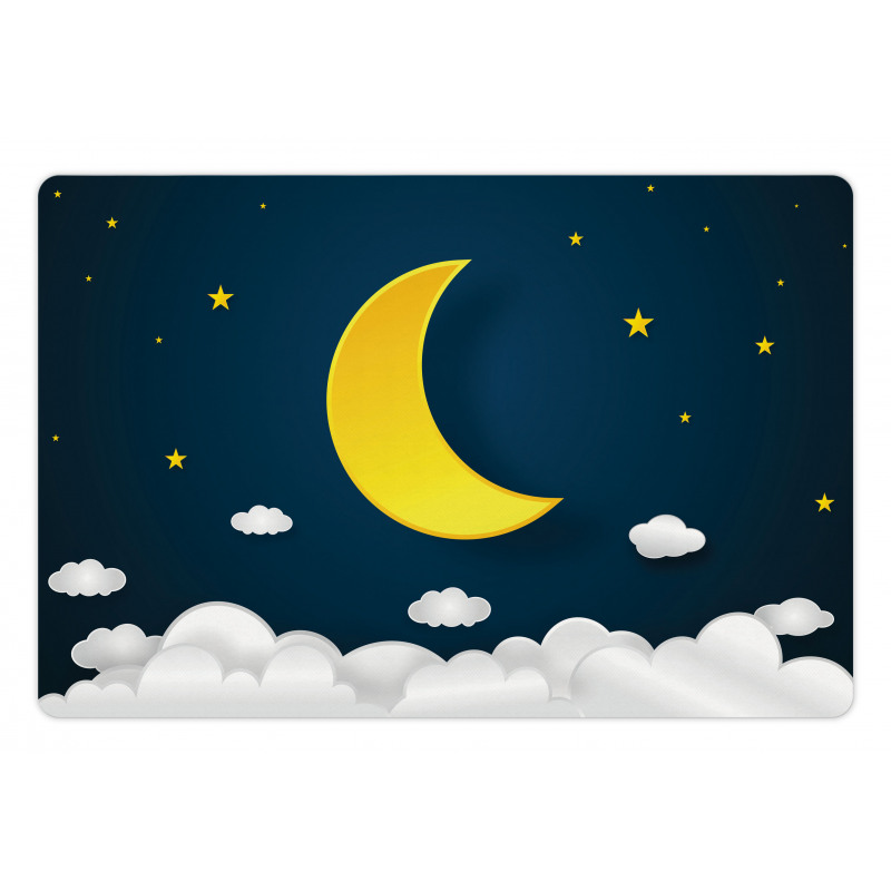 Half Moon Clouds and Stars Pet Mat