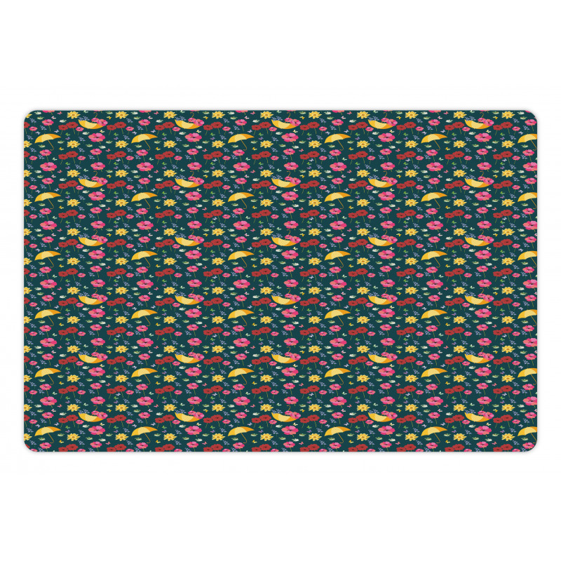 Flowers Umbrellas and Birds Pet Mat